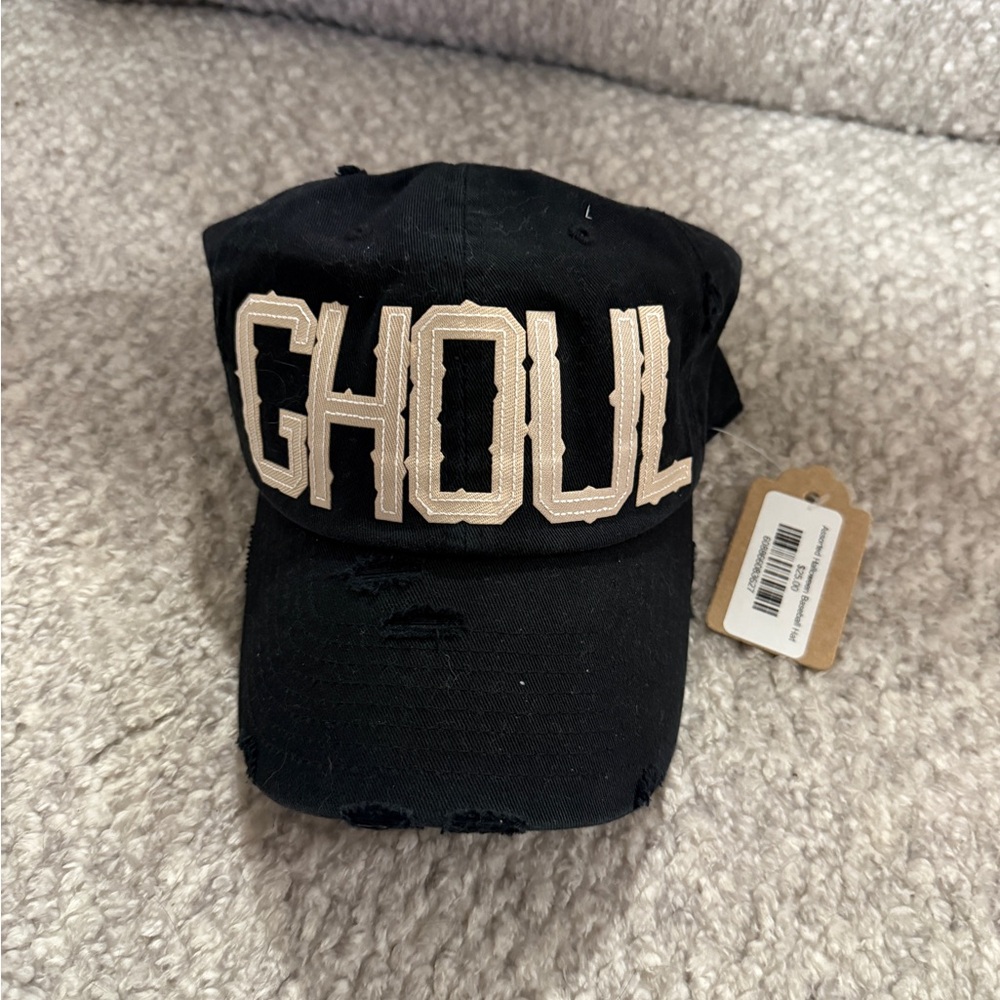 Halloween GHOUL Distressed Baseball Cap Hat Black Jade the Libra inspired